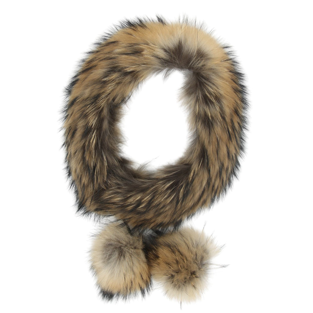 Bandeau en fourrure de raton laveur finlandais à deux pompoms par Fourrures audet