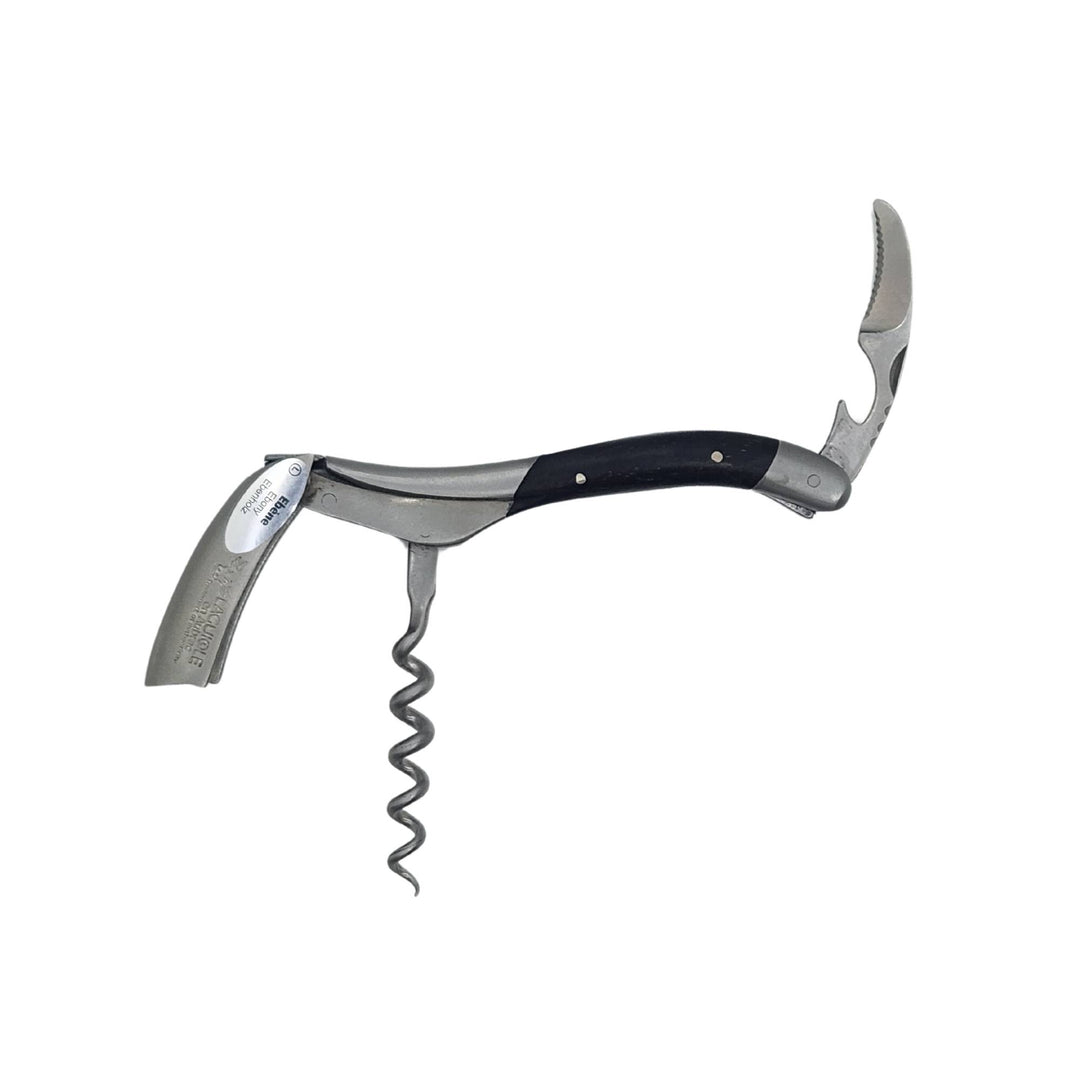 Sommelier Laguiole en Aubrac ouvert en bois d'ébène vu de devant