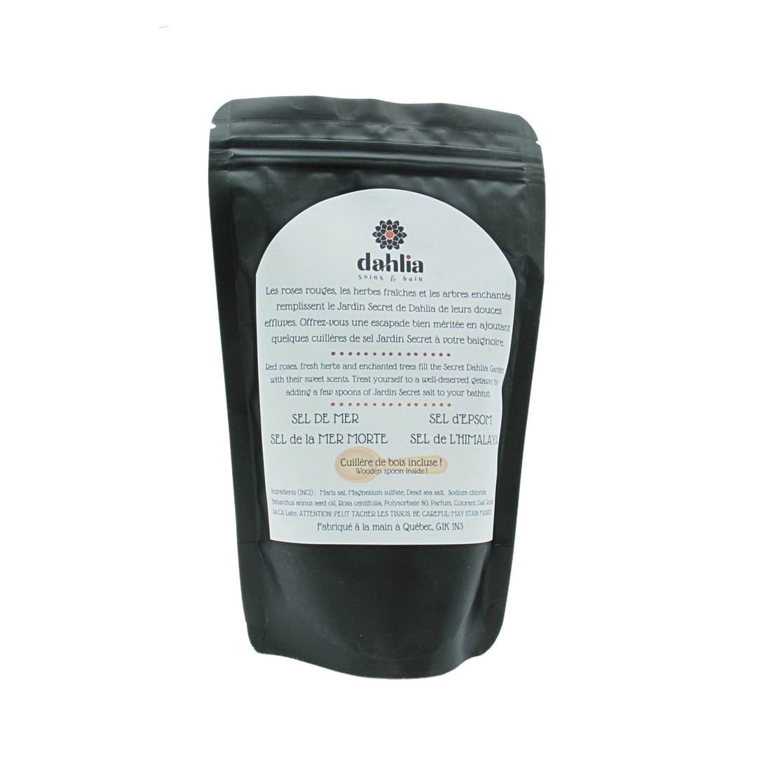Sachet de sel de bain rose Jardin secret par Dahlia vu de derrière