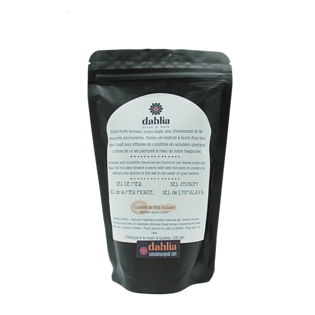 Sachet de sel de bain Taiga par Dahlia vu de derrière