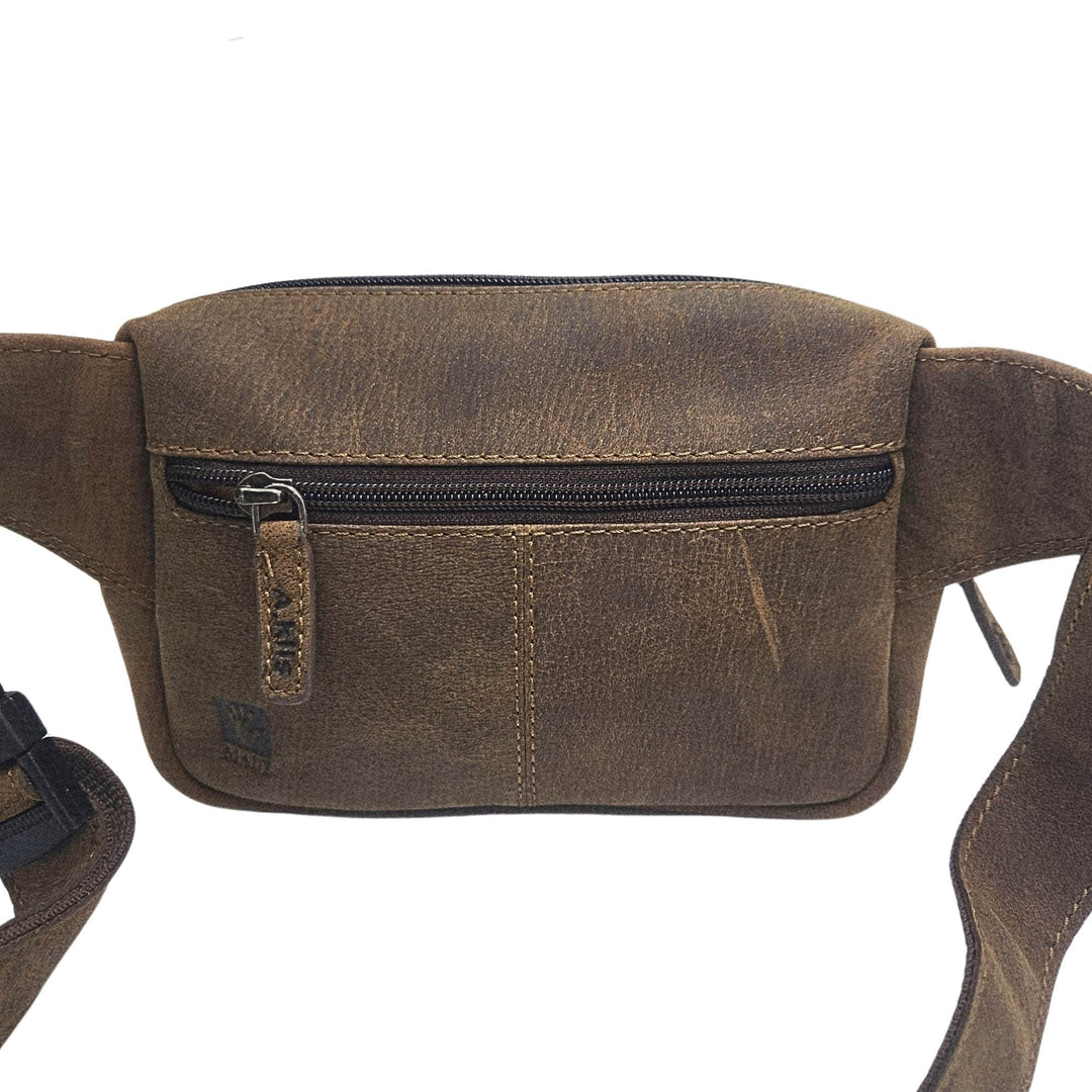 Derrière du Sac Adrian Klis 2401 en cuir de bison avec pochette à fermeture éclair fermée