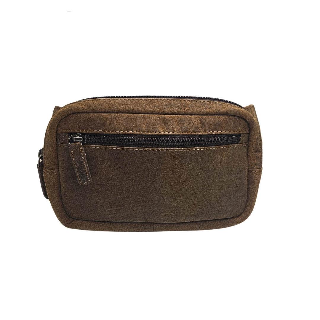 Sac Adrian Klis 2401 vu de devant en cuir de bison avec pochette à fermeture éclair fermée