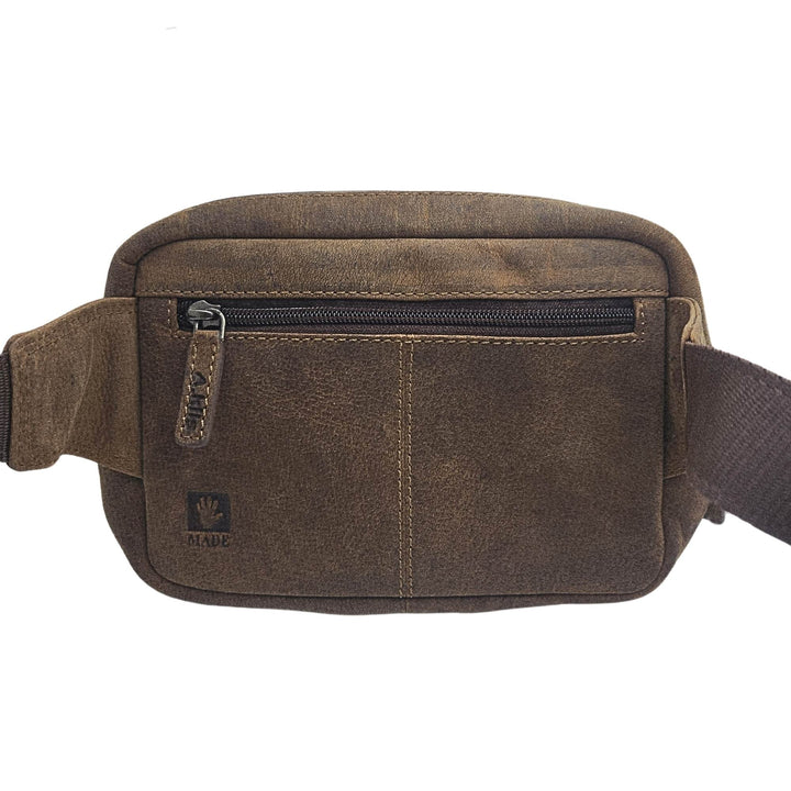 Sac 2402 Adrian Klis en cuir de bison vu de derrière avec poche à fermeture éclair fermée