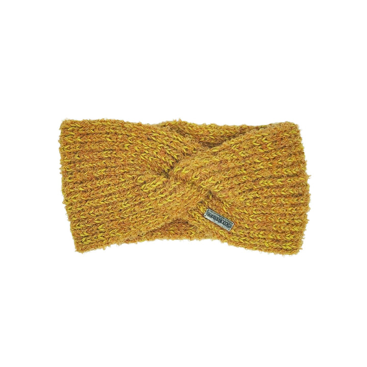 Bandeau twisté en avant en laine par La fibre et moi Jaune vu de devant
