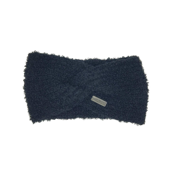 Bandeau twisté en avant en laine par La fibre et moi Noir vu de devant