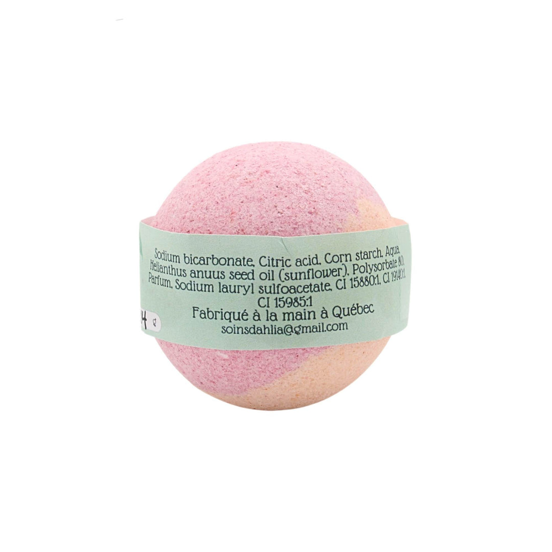 Bombe de bain rose Mangue et pomme grenade par Dahlia vue de derrière