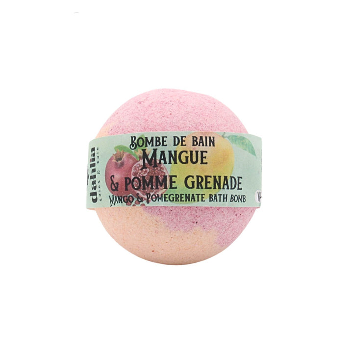 Bombe de bain rose Mangue et pomme grenade par Dahlia vue de devant