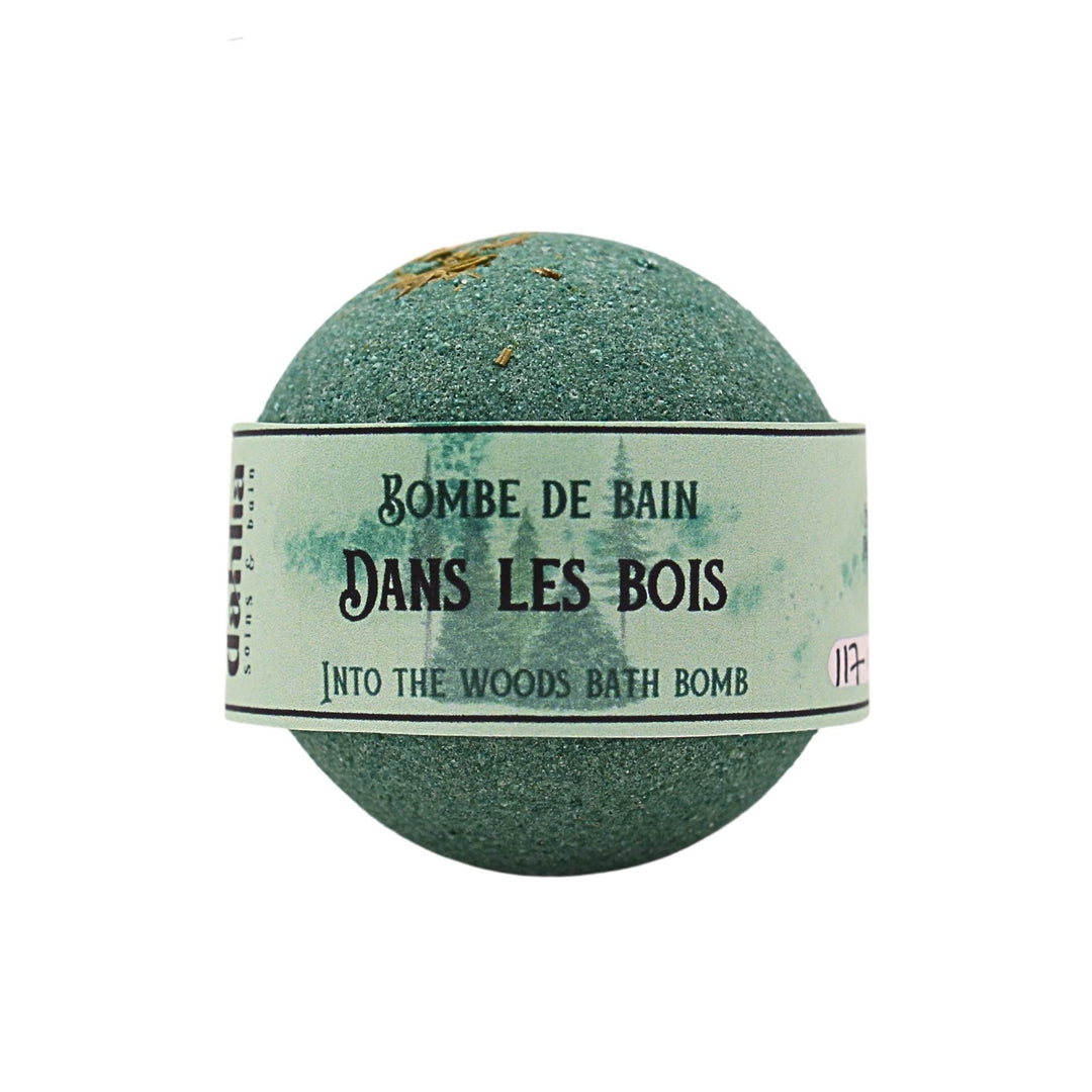 Bombe de bain verte Dans les bois par Dahlia vue de devant