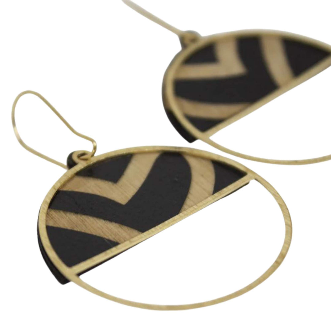 Boucles d'oreilles Attraction noir par Rebelles des bois rondes et lignées
