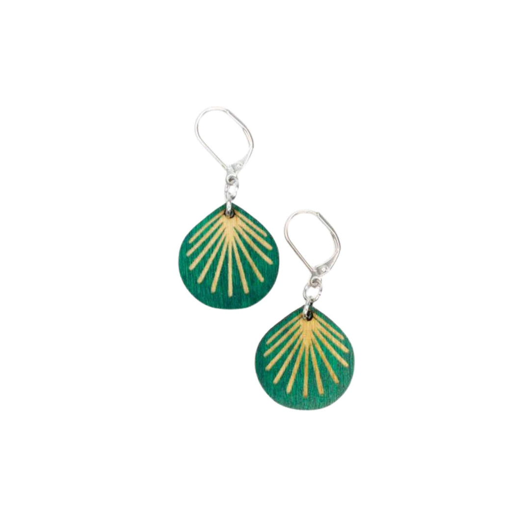 Boucles d'oreilles Folium vertes et dorées par Rebelles des bois