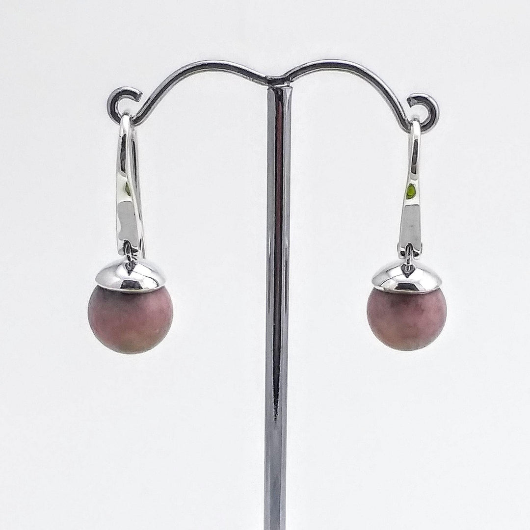 Boucles d'oreilles en rosaline avec crochet argenté par gemmes québec