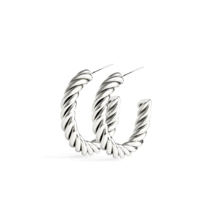 Boucles d'oreilles torsadées argentées par welldunn