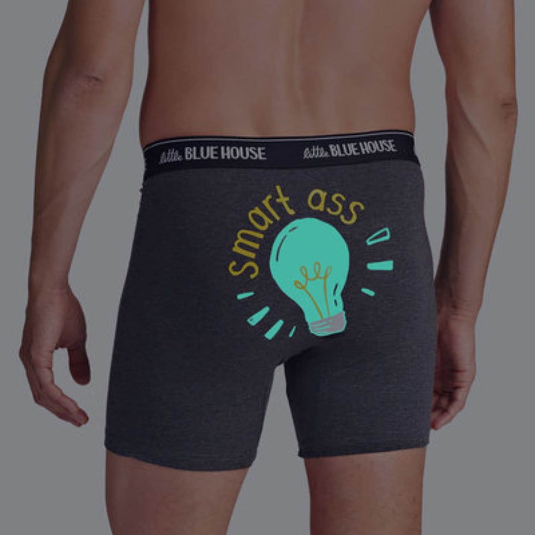Boxer phosphorescent pour homme smart ass gris par Petite maison bleue par Hatley vu de derrière