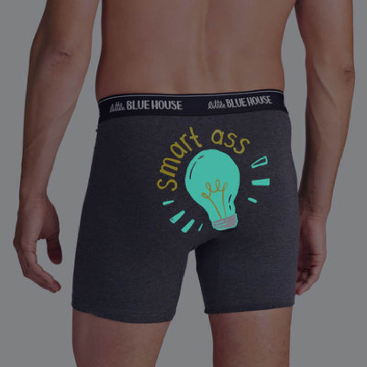 Boxer phosphorescent pour homme smart ass gris par Petite maison bleue par Hatley vu de derrière