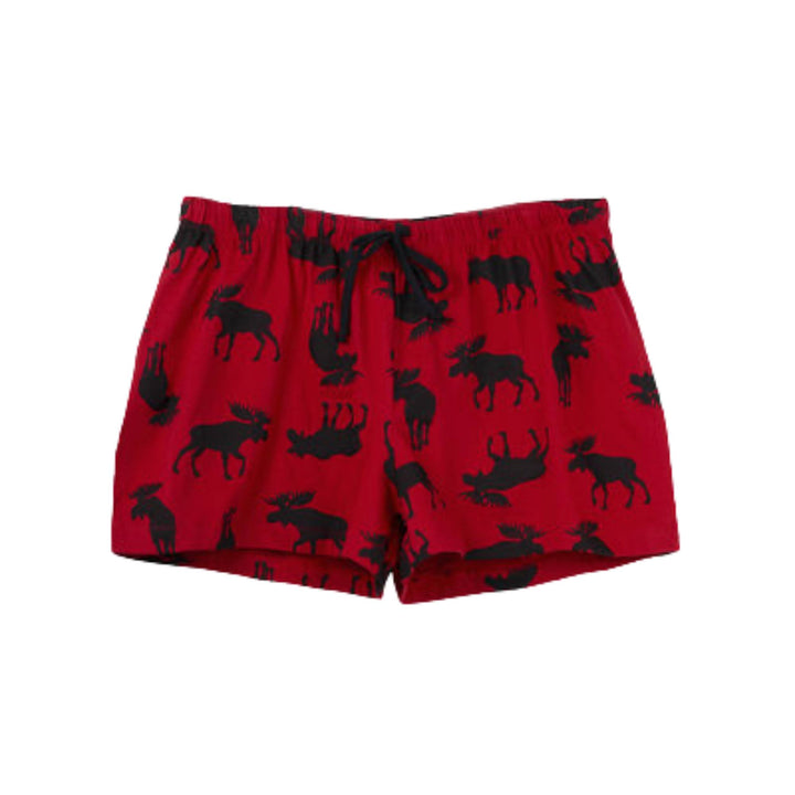 Boxer pour femmes rouge avec motif d'orignaux noirs