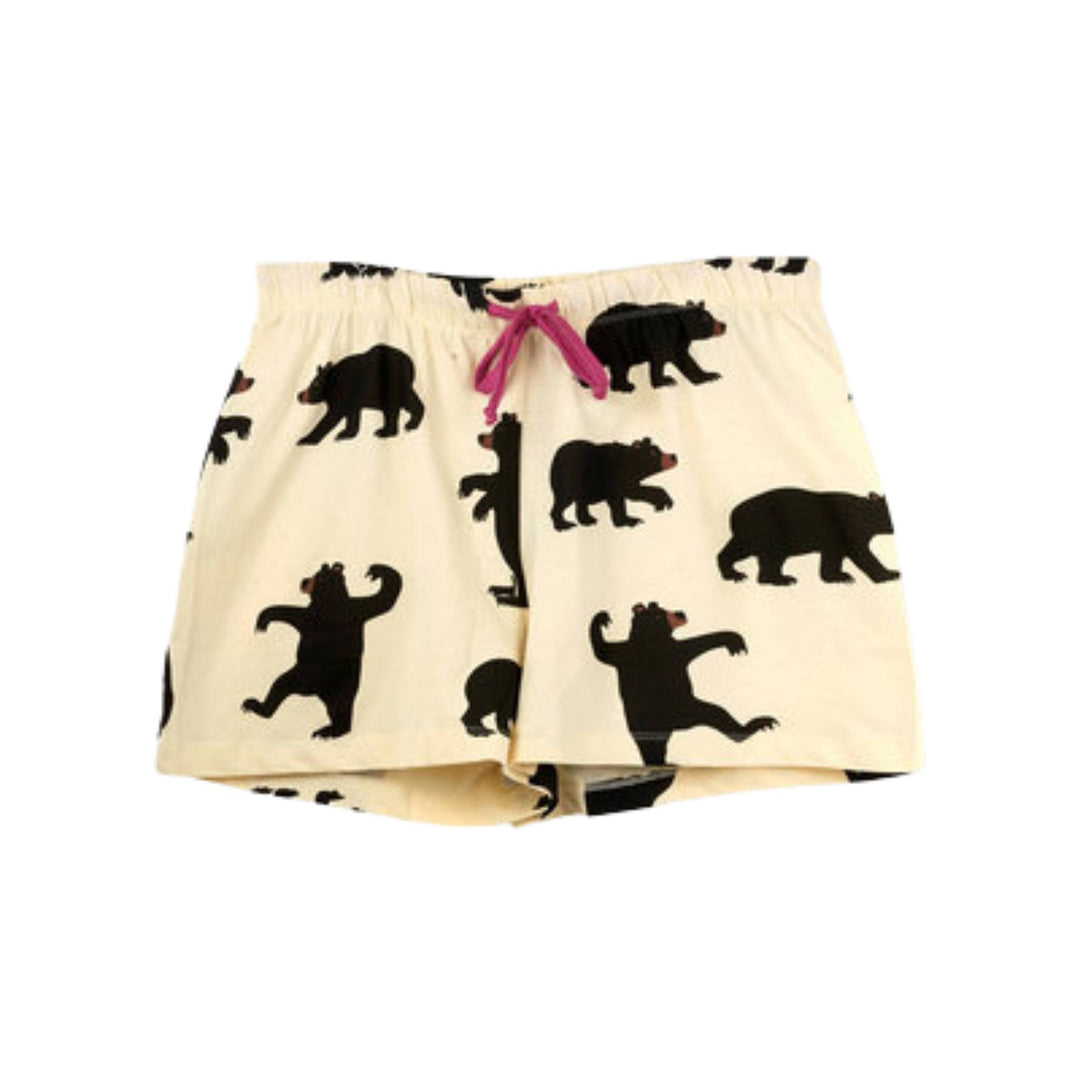 Boxers pour femmes blancs avec motif d'ours noirs