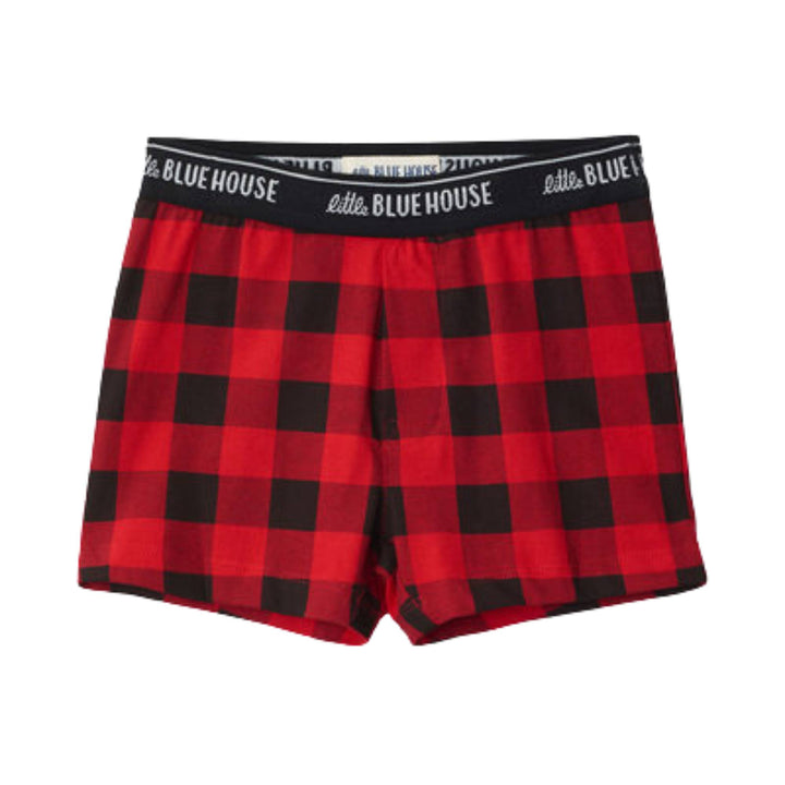 Boxer pour enfant à carreaux rouge et noir par Hatley vu de devant