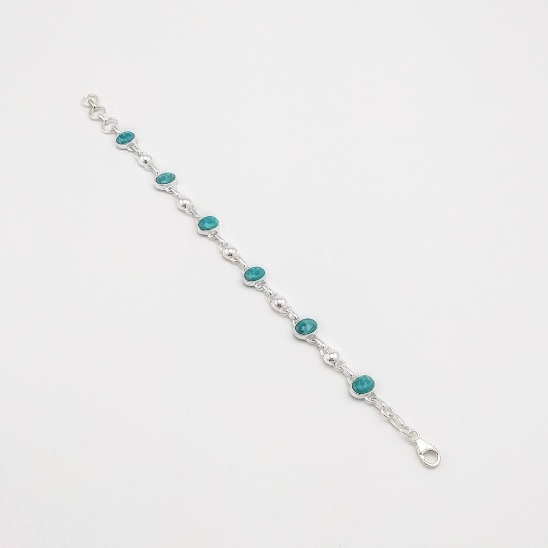 Bracelet en amazonite ovale avec base en argent par gemmes québec