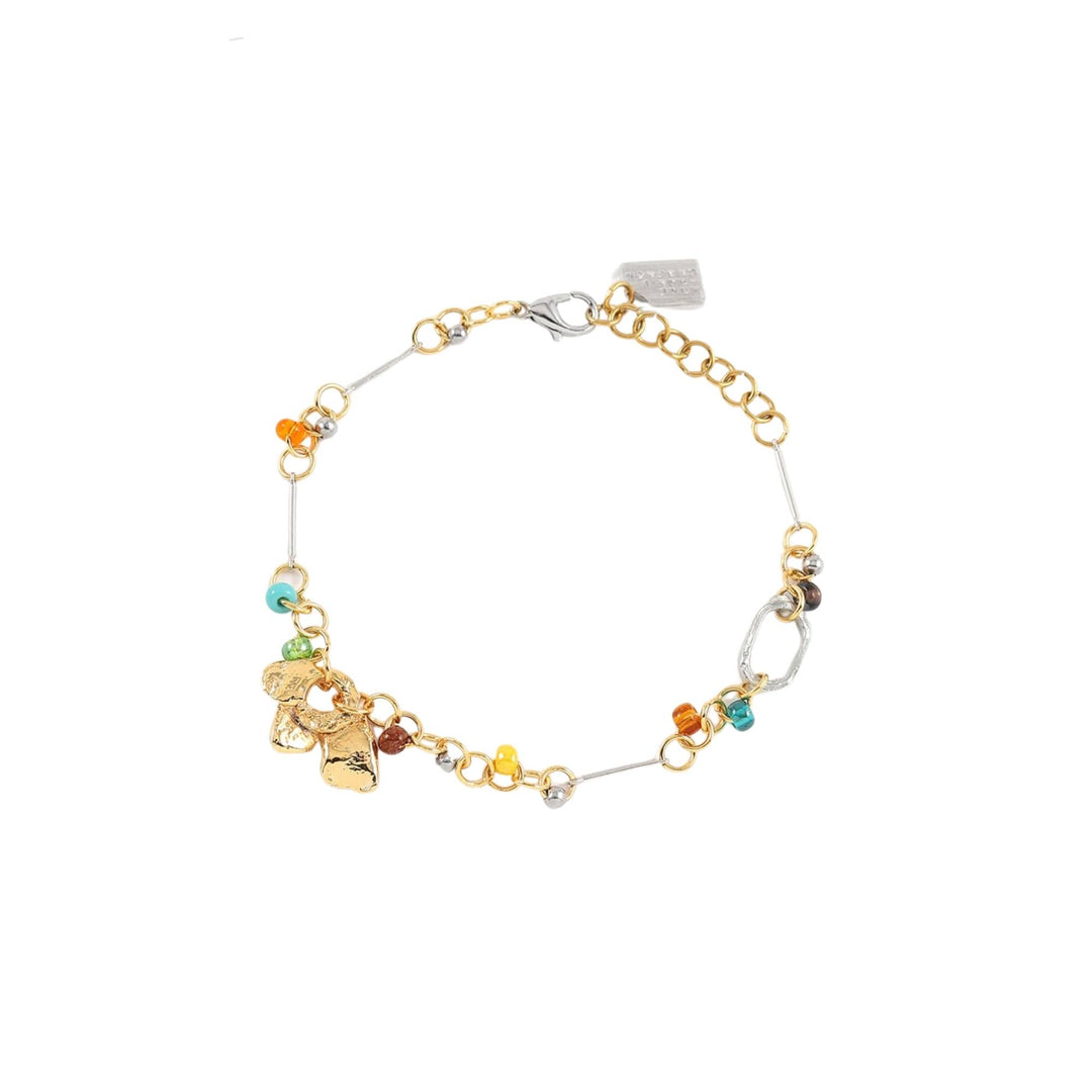 Bracelet Auriga or et argenté avec billes de couleurs différentes par Anne-Marie Chagnon
