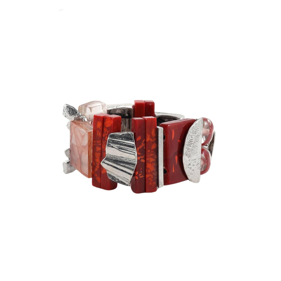 Bracelet avec gros morceaux de verre rouges Spica par Anne-Marie Chagnon