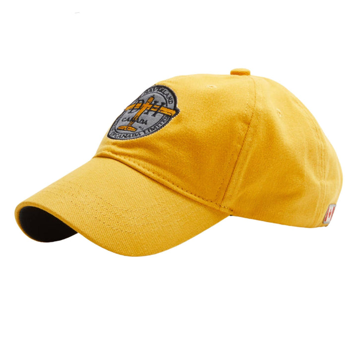 Casquette jaune De Havilland avec logo par Red Canoe vue de côté