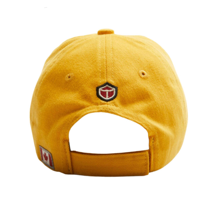 Casquette jaune De Havilland avec logo par Red Canoe vue de derrière