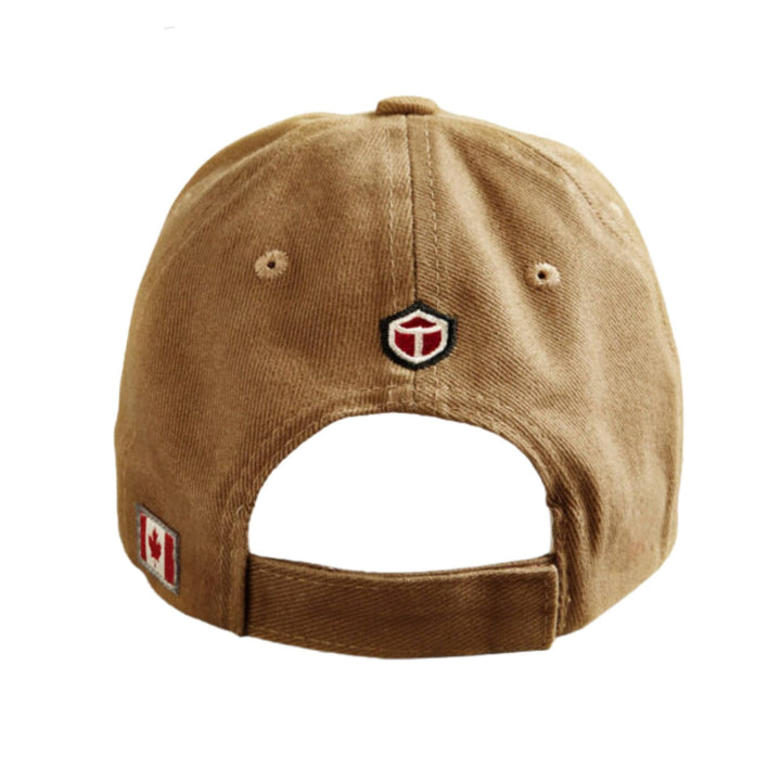 Casquette tan De Havilland avec logo par Red Canoe vue de derrière