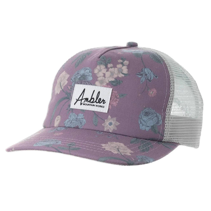 Casquette pour femme mauve avec motif de fleurs sur le devant par Ambler