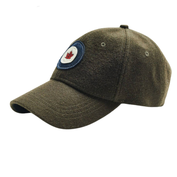Casquette RCAF en laine kaki avec logo vue de côté par Red Canoe