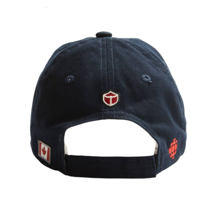 Casquette CBC RADIO-CANADA bleue marine avec logo par Red Canoe vue de derrière
