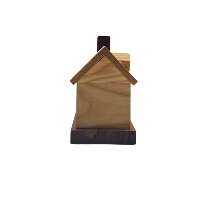 Porte encens en forme de chalet en bois par BoisBelleau vu de cote