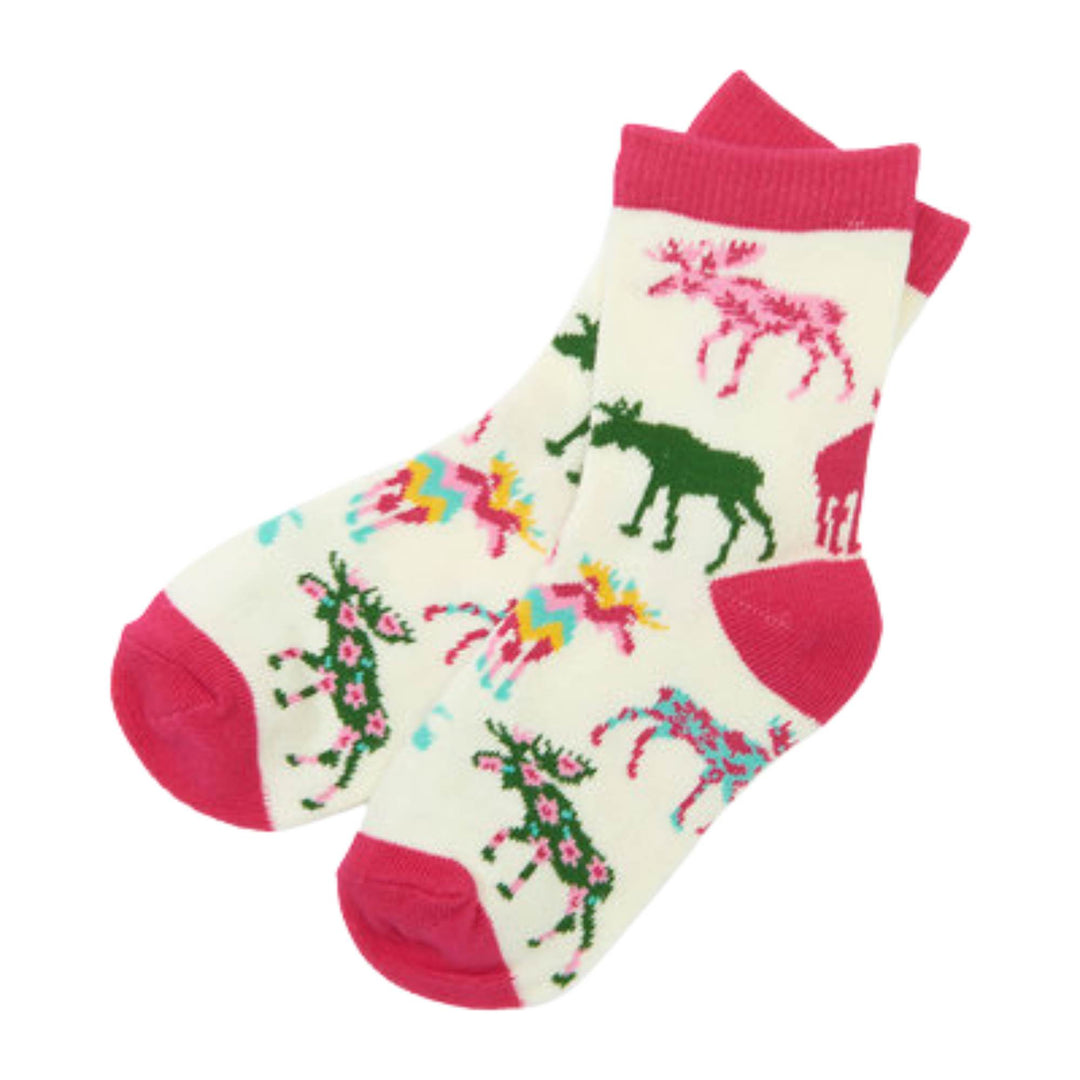 Chaussettes pour enfant blanches avec orignaux à motif par Petite maison bleue par Hatley