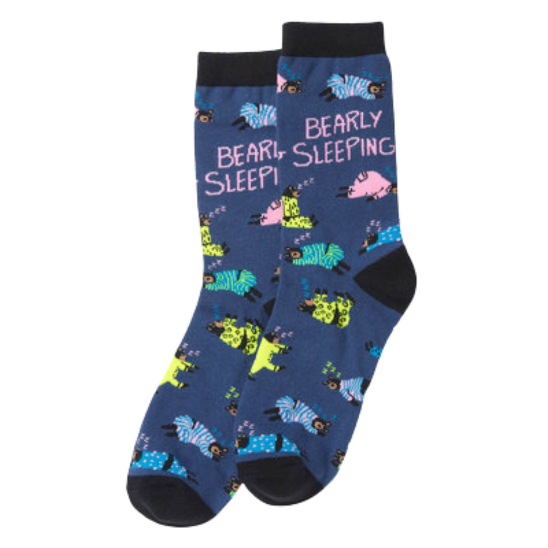 Chaussettes pour femme bleues Bearly sleeping par Petite maison bleue