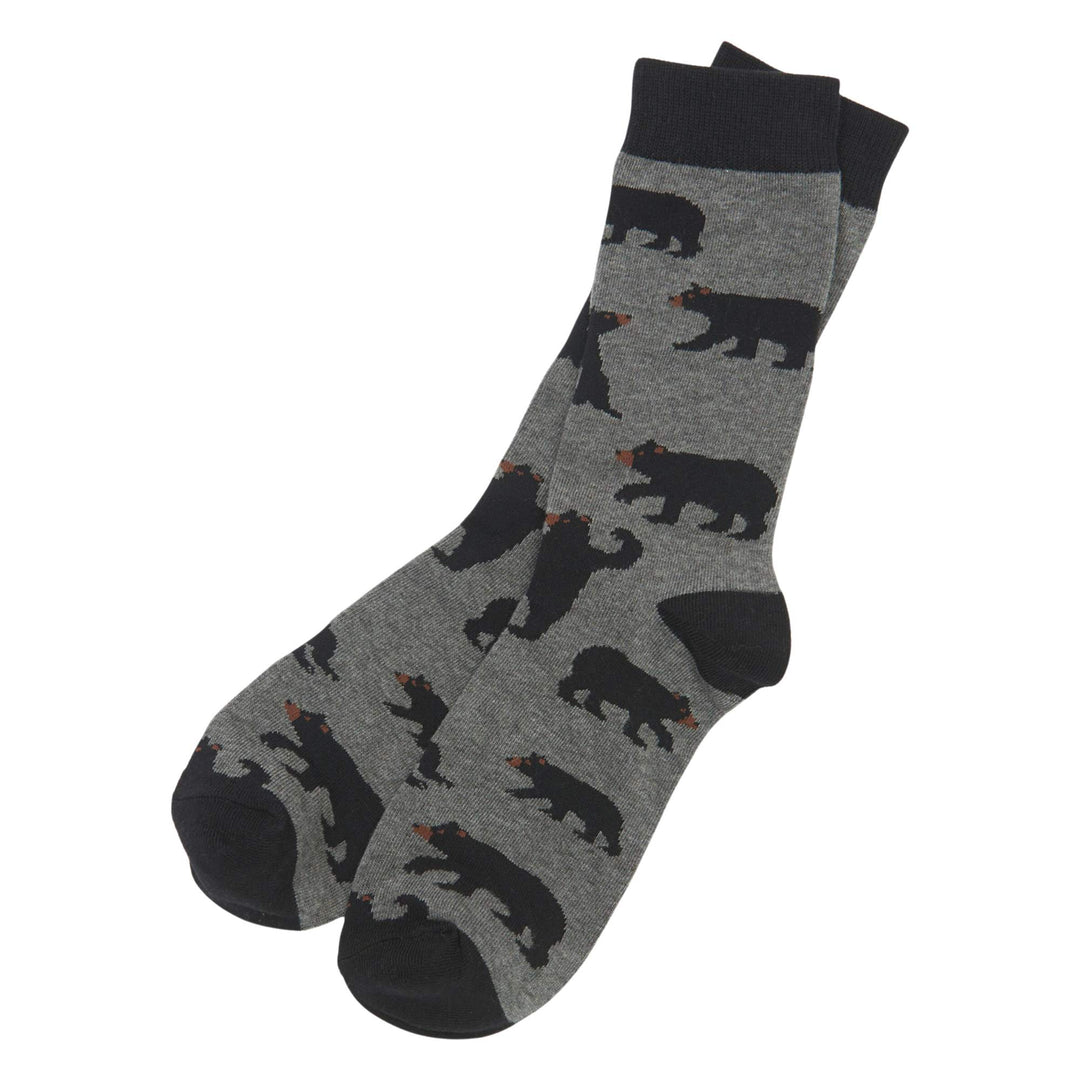 Chaussettes grises avec ours noirs pour homme par little blue house