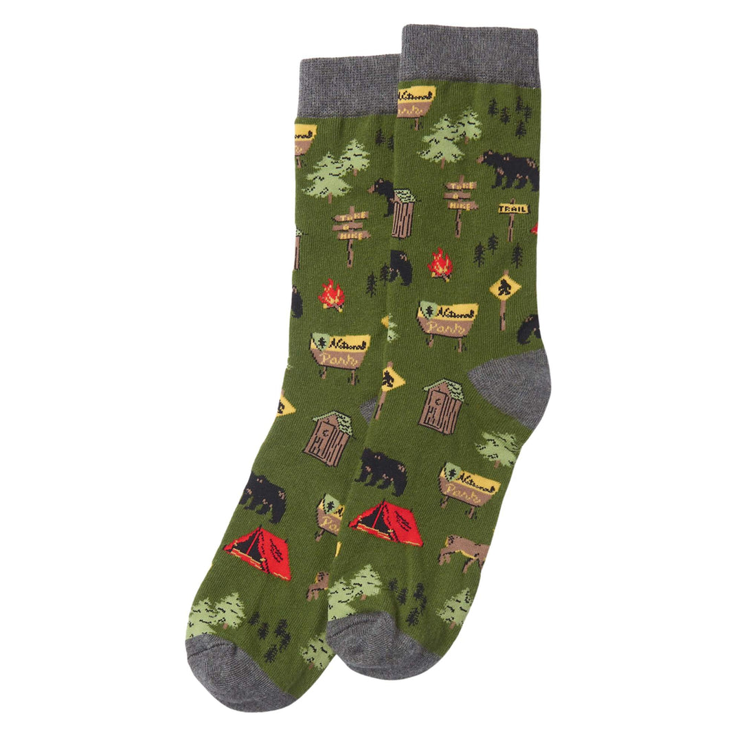 Chaussettes vertes avec motifs de randonnée pour homme par Little blue house