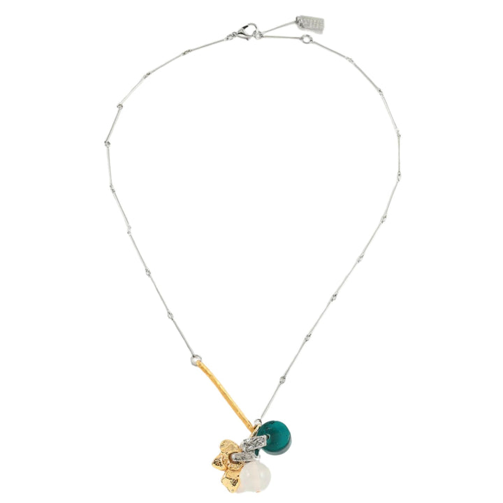 Collier Electre or et argenté avec pendentif turquoise par ANne-Marie Chagnon