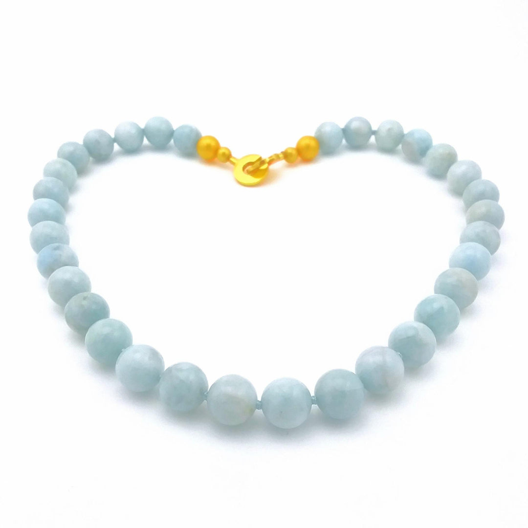 Collier avec aigue-marine et fermoir vermeil par gemmes québec