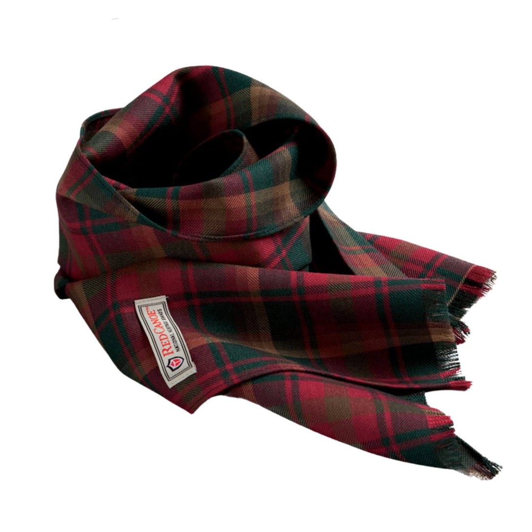 Foulard Tartan feuille d'érable en laine mérinos plié en rond par Red Canoe