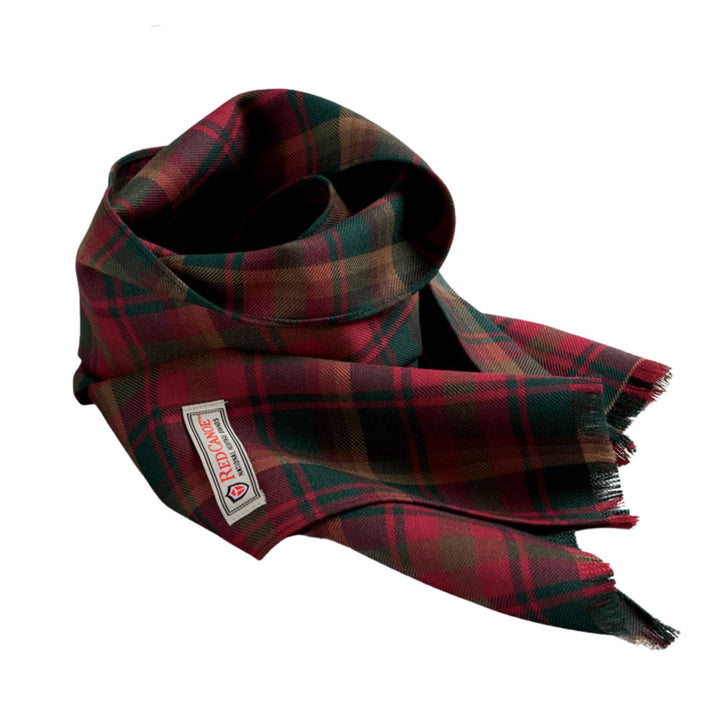 Foulard Tartan feuille d'érable en laine mérinos plié en rond par Red Canoe