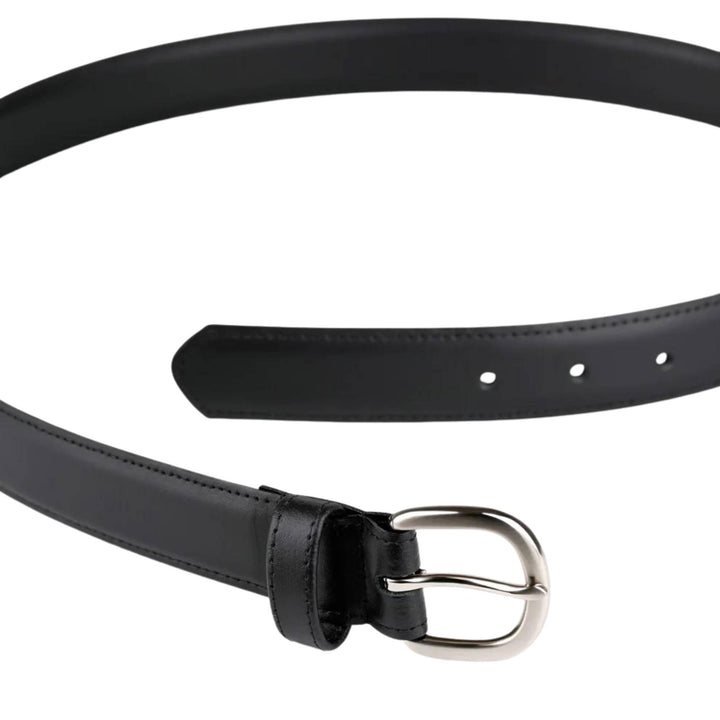 Ceinture en cuir déroulée avec une boucle argentée par Milo and Dexter