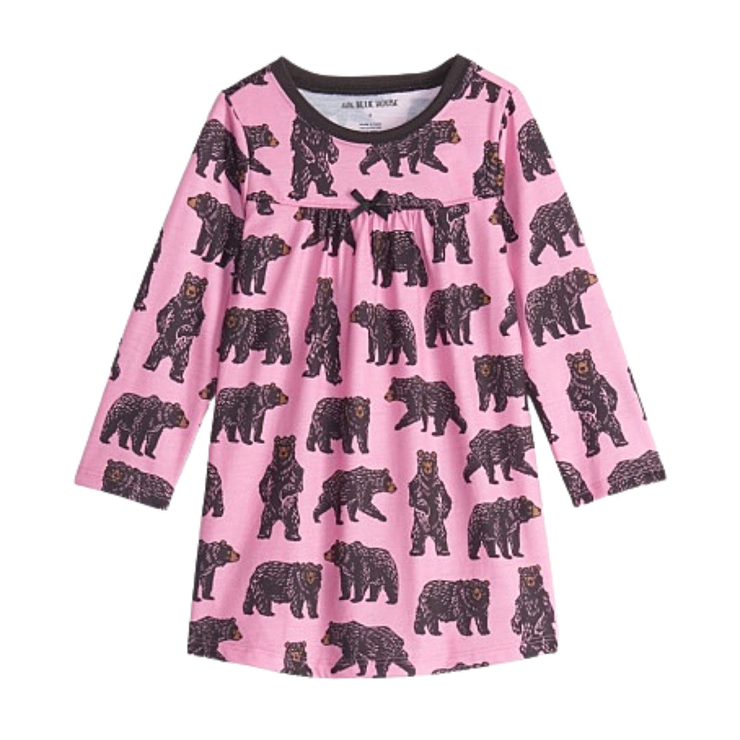 Robe de nuit pour enfant rose avec des ours noirs par La petite Maison Bleue