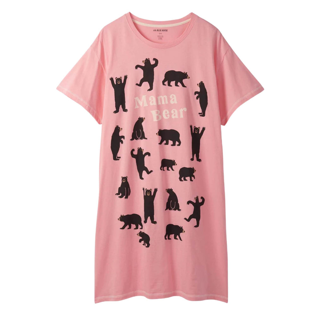Robe de nuit rose avec ours noirs par La petite maison bleue