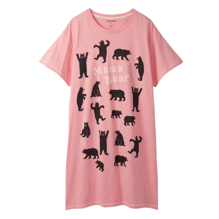 Robe de nuit rose avec ours noirs par La petite maison bleue