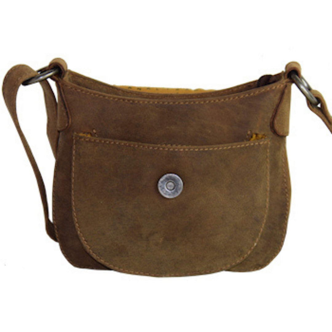 Sac à main en cuir de bison 2790 avec boucle décorative vu de devant ouvert par Adrian Klis