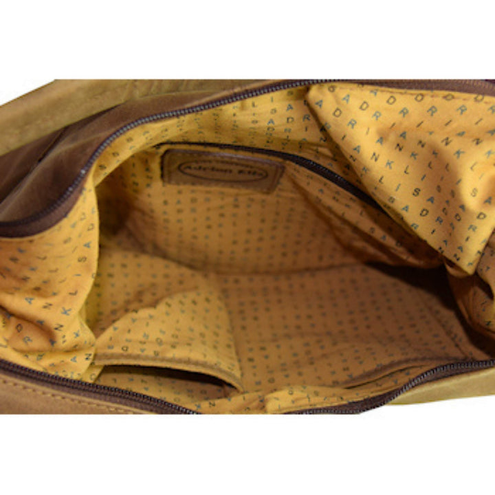 Sac à main fourre-tout avec bandoulière 2793 en cuir de bison par Adrian Klis vu de l'intérieur