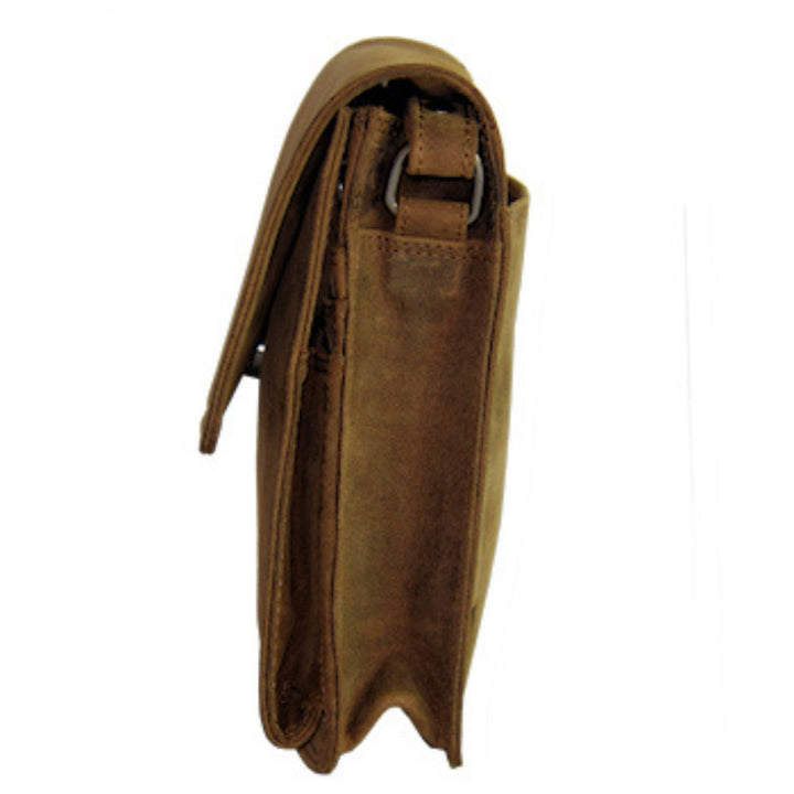 Sac en cuir de bison adrian klis 2455 vu de côté avec rabat