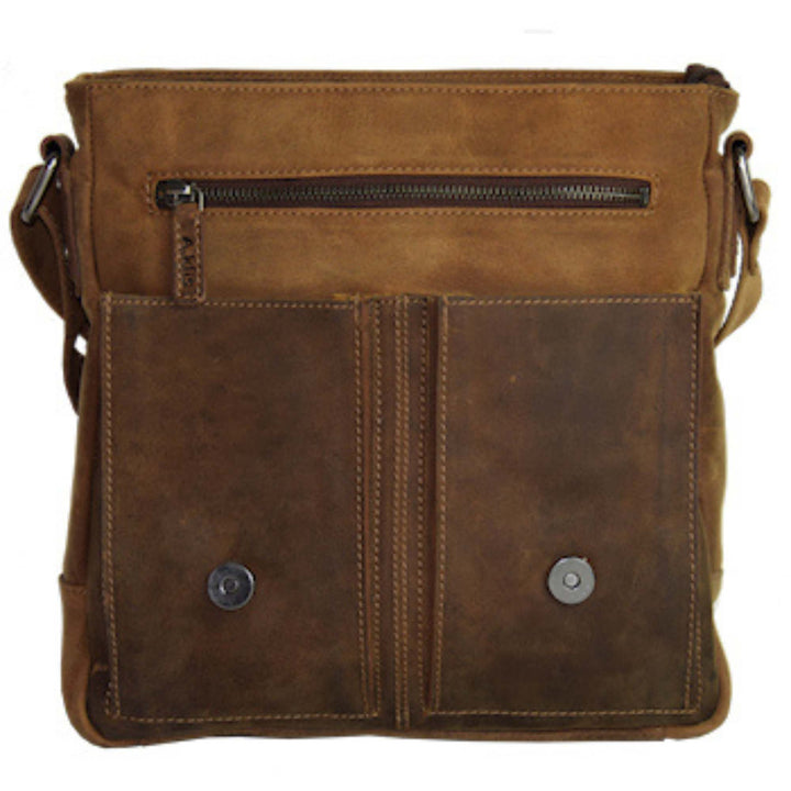 Sac Adrian Klis en cuir de bison 2908 vu de devant ouvert