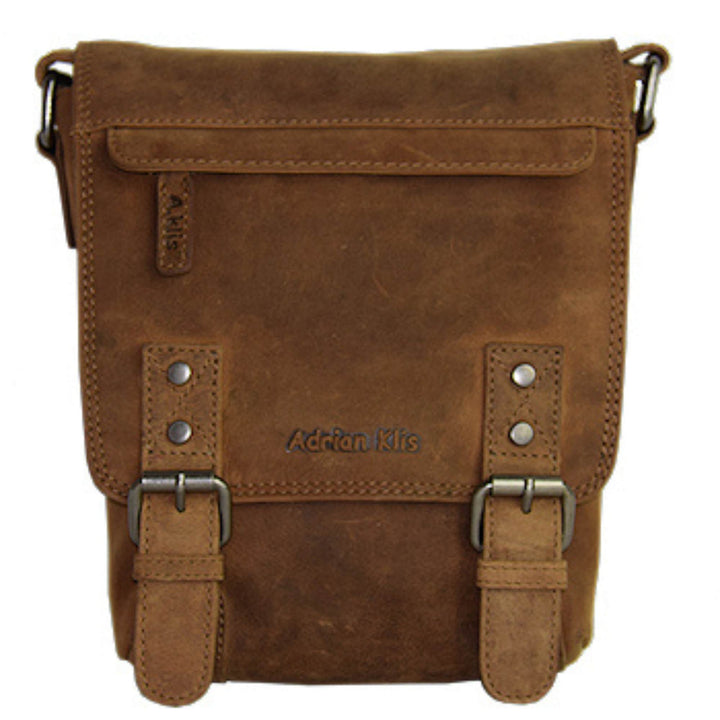 Sac Adrian Klis 2923 en cuir de bison vu de devant avec pochette