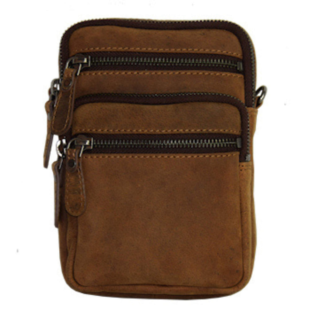Sac Adrian Klis en cuir de bison 2927 avec 2 pochettes zippées vu de devant