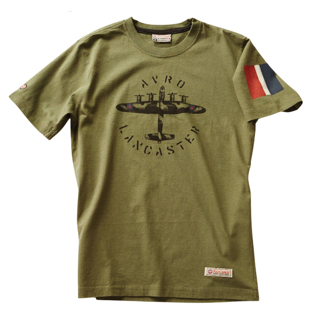 Tshirt vert kaki Avro avec un imprimé d'avion par Red Canoe